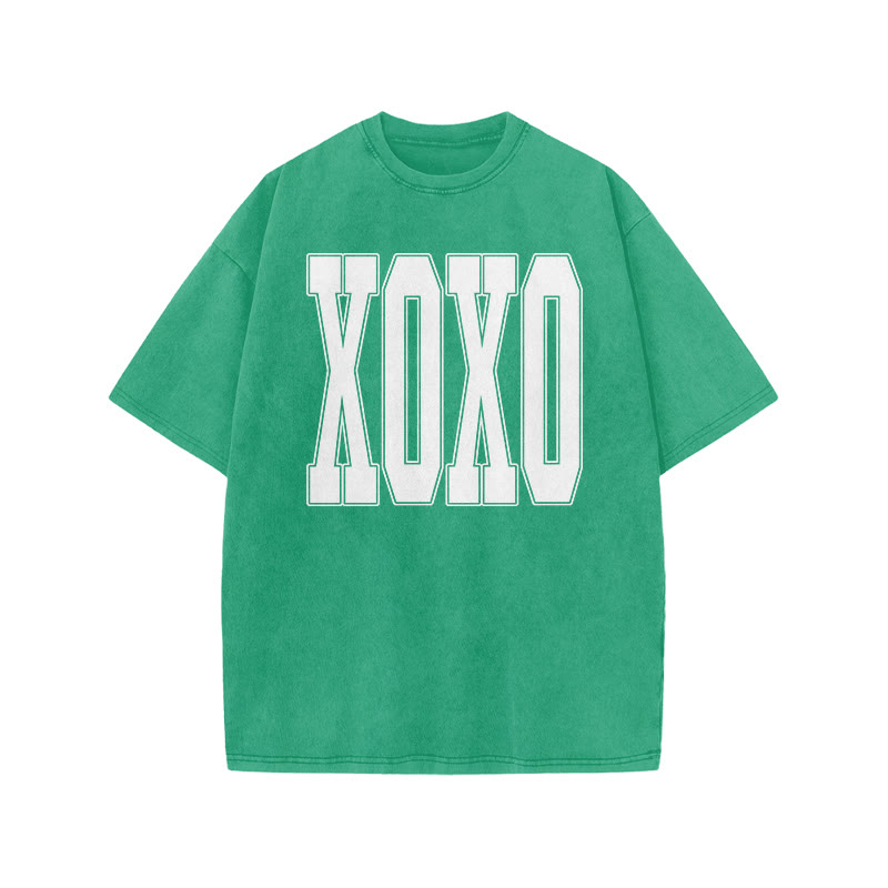 Xoxo Valentine's Day Print Acid Washed T-shirt - Green - US20-22(3XL) - image 6