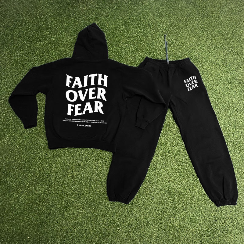 Faith Over Fear Print Hoodie Set