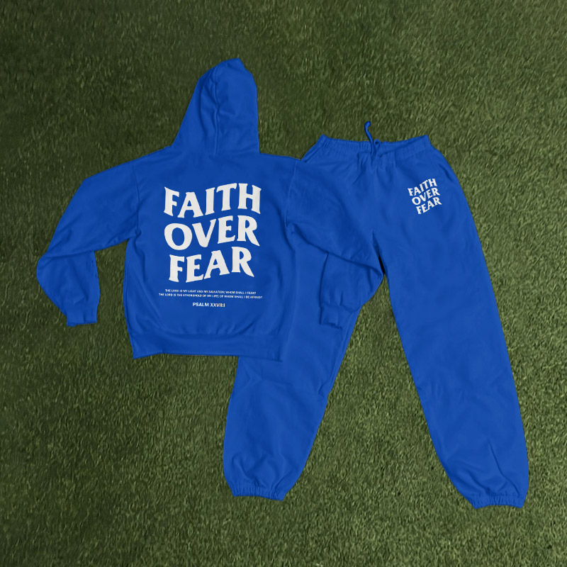 Faith Over Fear Print Hoodie Set