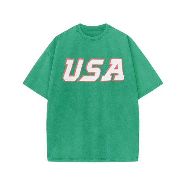 Vintage USA Graphic Print Acid Washed T-shirt - Green - US20-22(3XL) - image 8