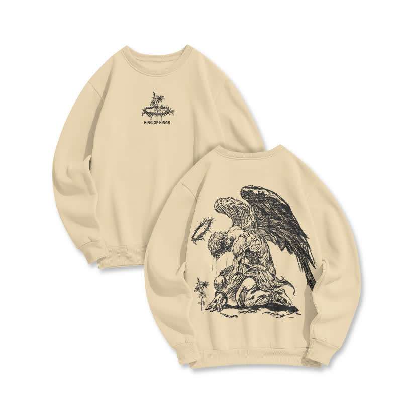 Unisex 100% Cotton Jesus Is King Flower Of Hope Print Sweatshirt - Apricot - US16-18(2XL) - image 6