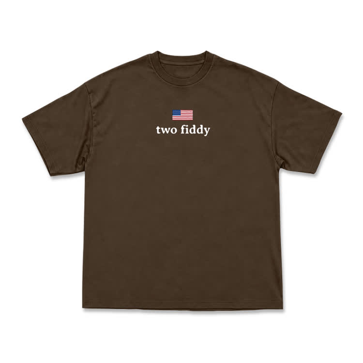 Two Fiddy American Flag Graphic T-Shirt - Coffee - US16-18(2XL) - image 15