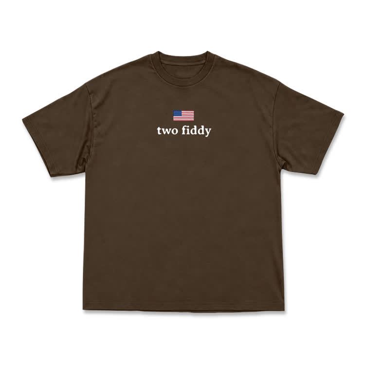 Two Fiddy American Flag Graphic T-Shirt - Coffee - US16-18(2XL) - image 15