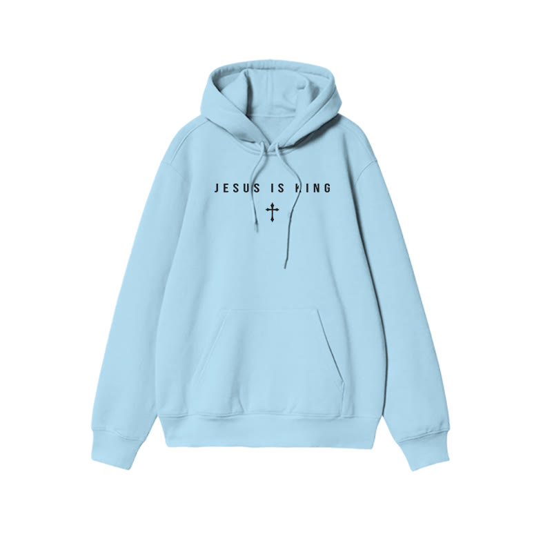 Jesus Is King Simple Design Print Causal Hoodie - Blue - US16-18(2XL) - image 8