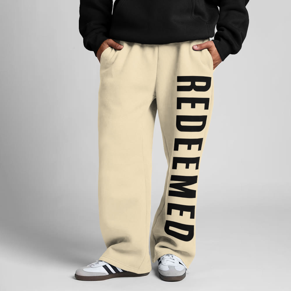 Redeemed Print Straight-leg Sweatpants - Apricot - 5XL - image 6