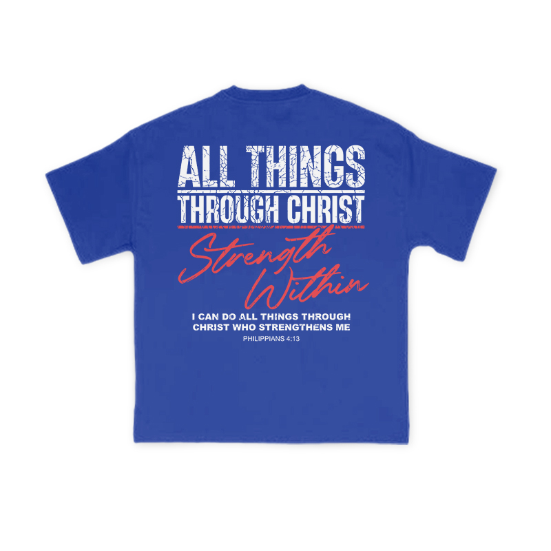 All Things Through Christ Print T-shirt - Blue - US16-18(2XL) - image 14