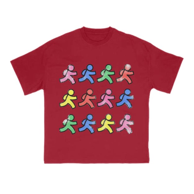 Fun Colorful Paper People Print T-shirt - Red - US16-18(2XL) - image 7