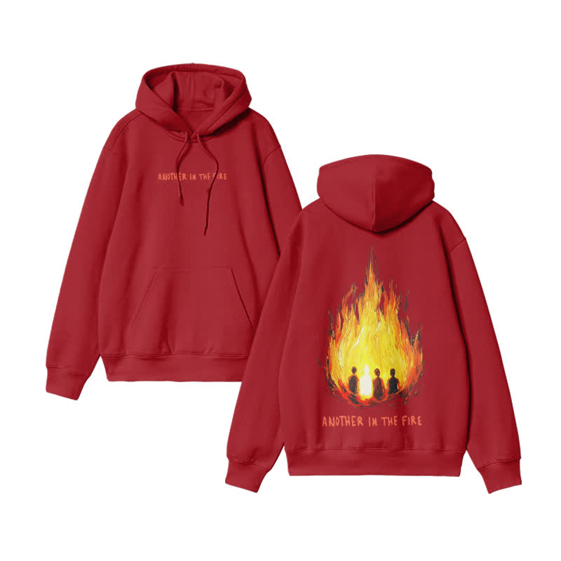 Unisex Another In The Fire Print hoodie - Red - US16-18(2XL) - image 8