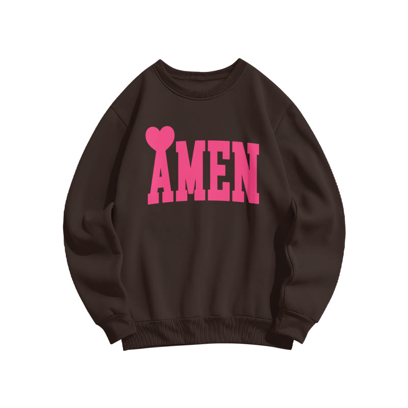 Amen Valentine's Day Print Sweatshirt - Coffee - US16-18(2XL) - image 5