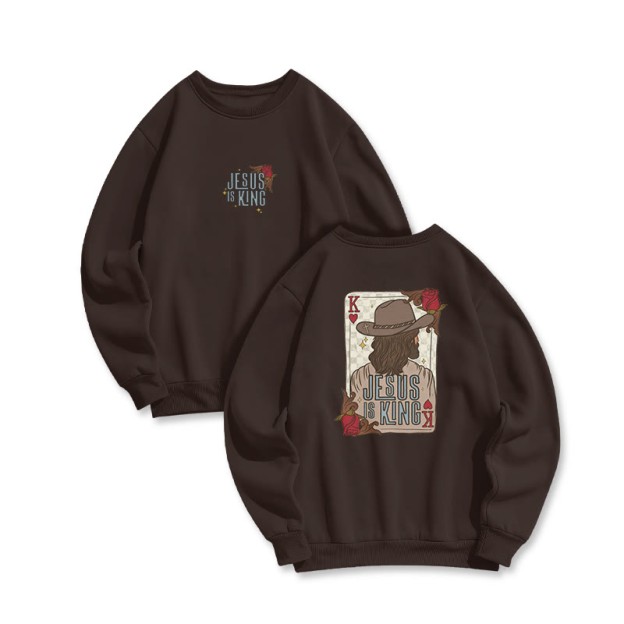 Jesus Is King Western Print Sweatshirt - Coffee - US16-18(2XL) - image 6
