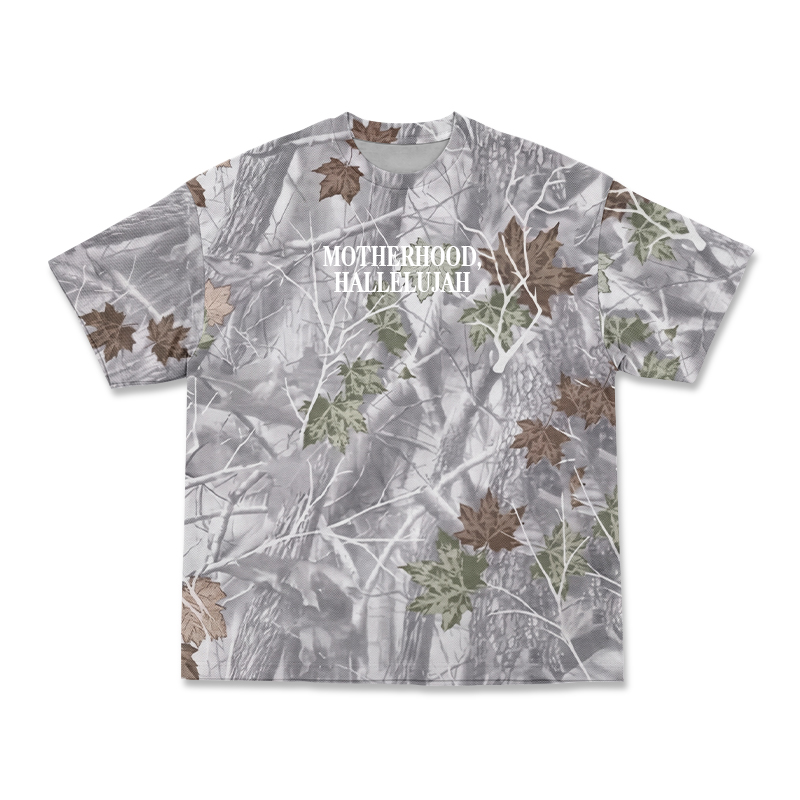 Vintage Camo MOTHERHOOD HALLELUJAH Print T-Shirt - Gray Leaf Camo - 3XL - image 9