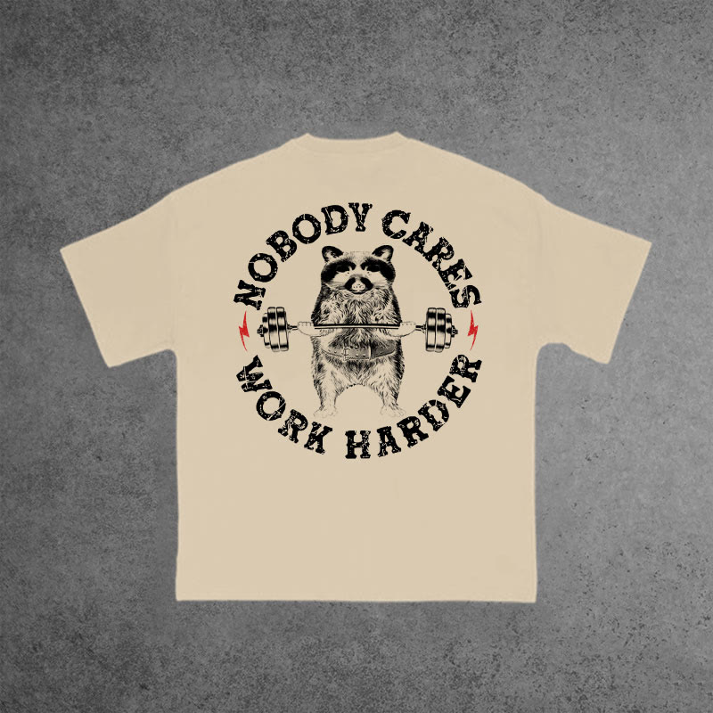 Gym 100% Cotton Nobody Cares Work Harder Print T-shirt - Apricot - US16-18(2XL) - image 7