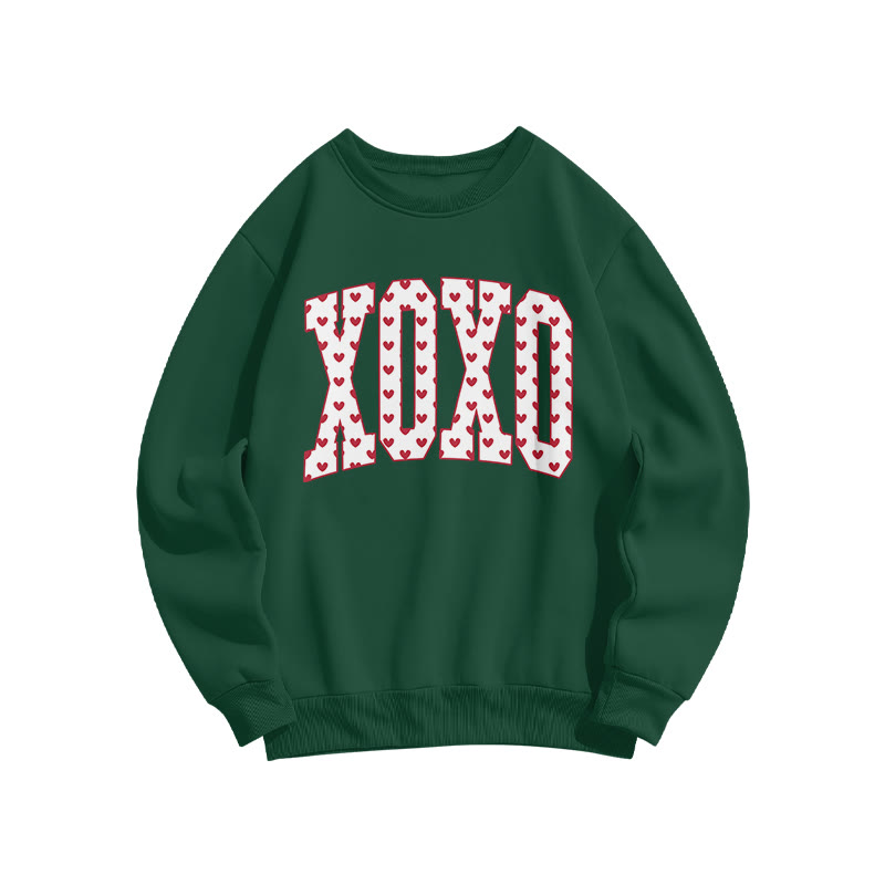 Xoxo Heart-shaped Valentine's Day Print Sweatshirt - Dark Green - US16-18(2XL) - image 7