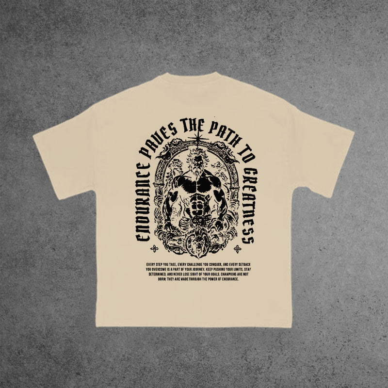 Gym 100% Cotton Cnourancc Paucs The Path To Grcatness Print T-shirt - Apricot - US16-18(2XL) - image 6