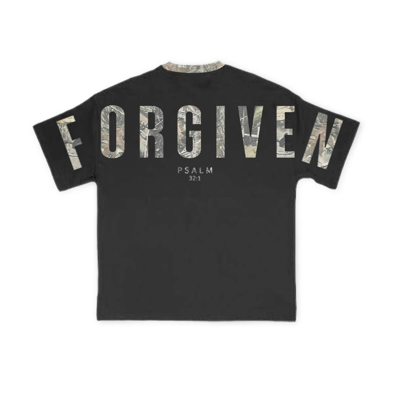 Forgiven Psalm 32:1 Dead Leaves Camouflage Print T-shirt - image 4