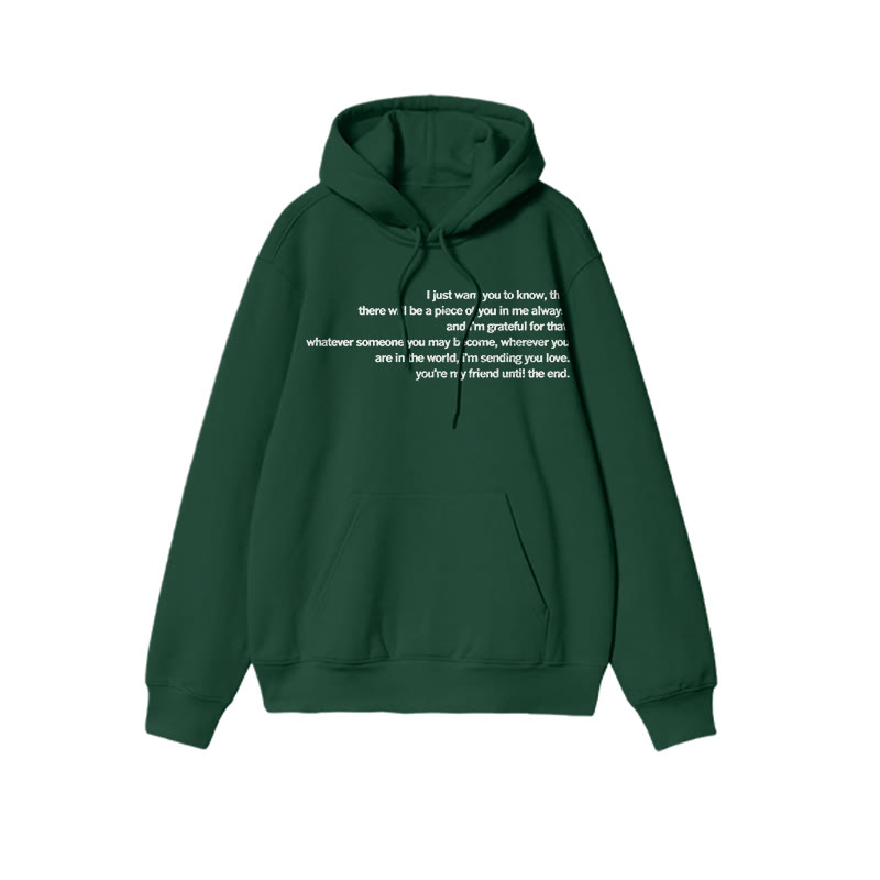 Unisex You're My Friend Until The End Print Hoodie - Dark Green - US16-18(2XL) - image 8