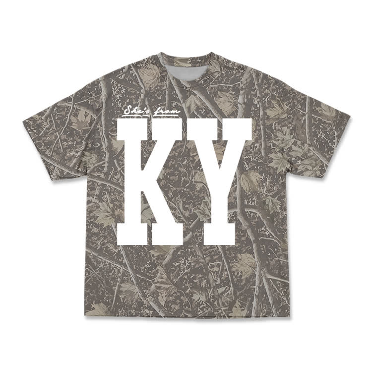 Vintage Forest Camo Graphic T-Shirt - KY - Olive Green - 5XL - image 8
