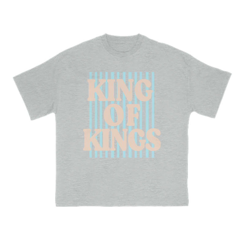 Unisex 100% Cotton King Of Kings Stripes Print T-shirt - Grey - US16-18(2XL) - image 9