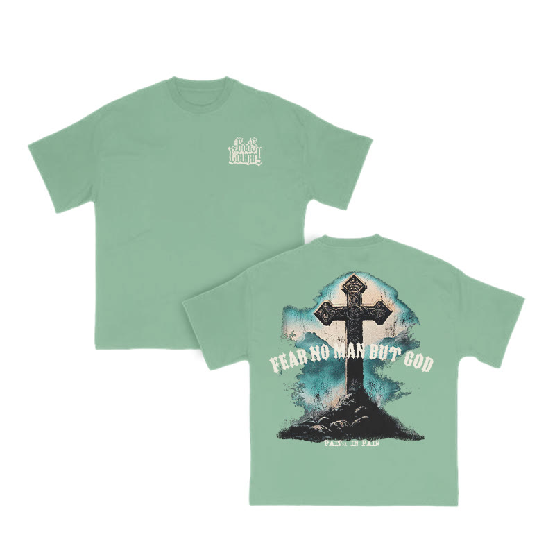 Faith In Pain Cross Print T-shirt - Light Green - US16-18(2XL) - image 9