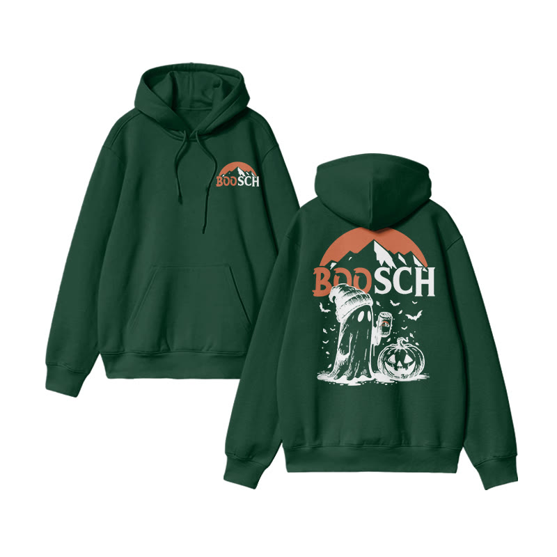 Unisex Funny Boosch Pumpkin Halloween Print Hoodie - Dark Green - US16-18(2XL) - image 7