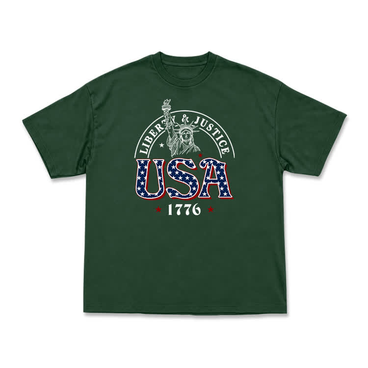 Liberty and Justice USA 1776 Patriotic Graphic T-Shirt - Green - US16-18(2XL) - image 9