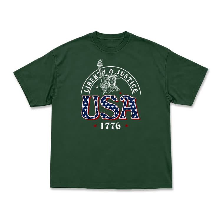 Liberty and Justice USA 1776 Patriotic Graphic T-Shirt - Green - US16-18(2XL) - image 9