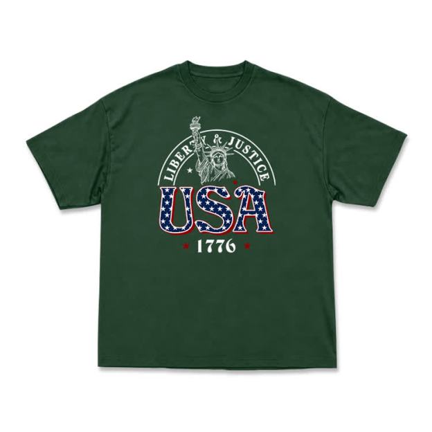 Liberty and Justice USA 1776 Patriotic Graphic T-Shirt - Green - US16-18(2XL) - image 9