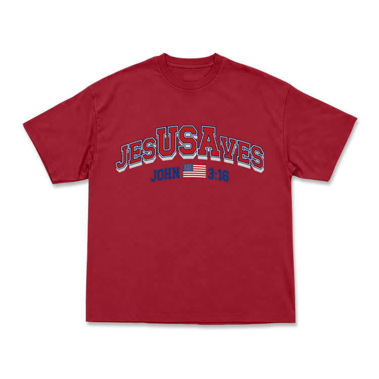 Everyday Vintage Jesusaves Graphic T-Shirt - Red - US16-18(2XL) - image 4