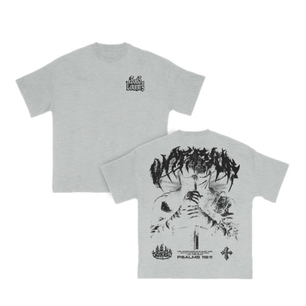Holy Warrior Psalms 118:11 Print T-shirt - Grey - US16-18(2XL) - image 4