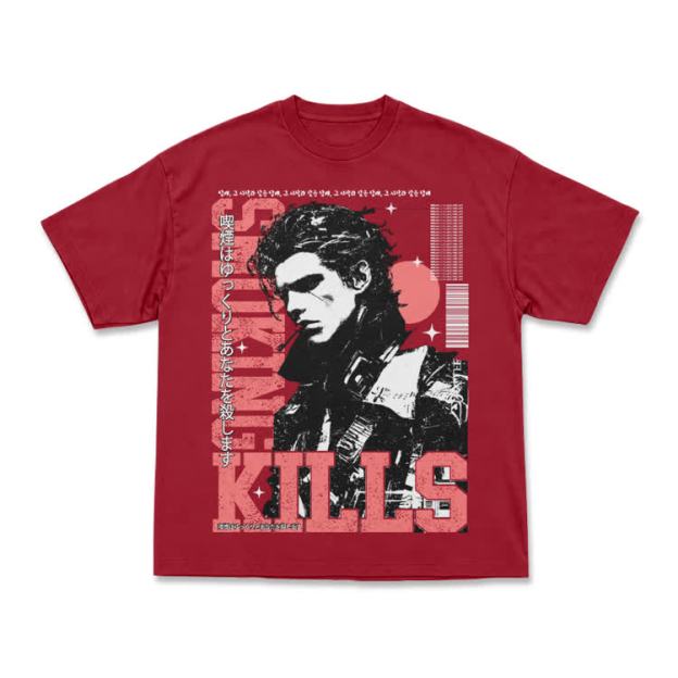 Vintage Smoking Kills Artwork Casual T-Shirt - Red - US16-18(2XL) - image 9