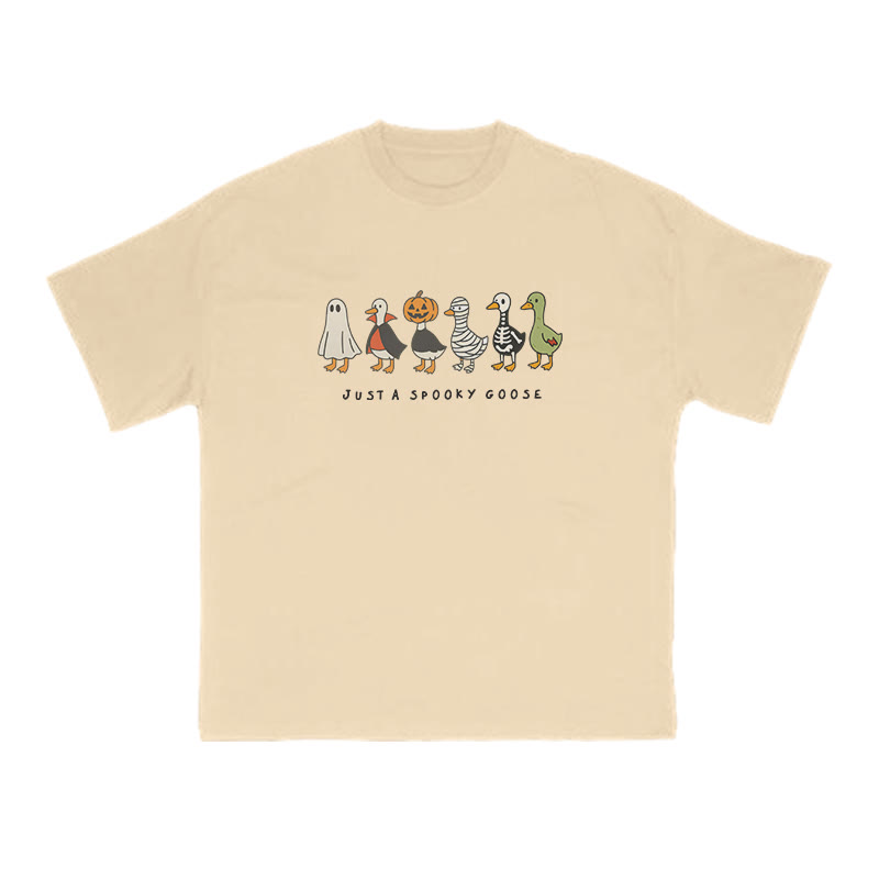 Unisex 100% Cotton Just A Spooky Goose Halloween Print T-shirt - Apricot - US16-18(2XL) - image 6