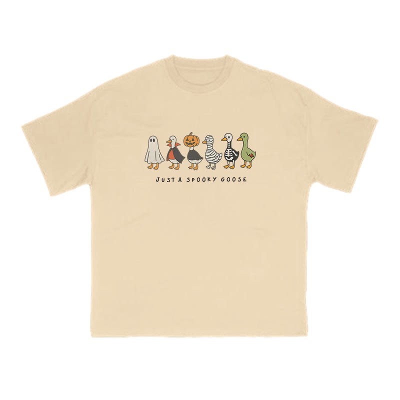 Unisex 100% Cotton Just A Spooky Goose Halloween Print T-shirt - Apricot - US16-18(2XL) - image 6