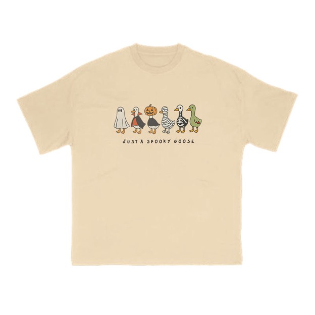 Unisex 100% Cotton Just A Spooky Goose Halloween Print T-shirt - Apricot - US16-18(2XL) - image 6