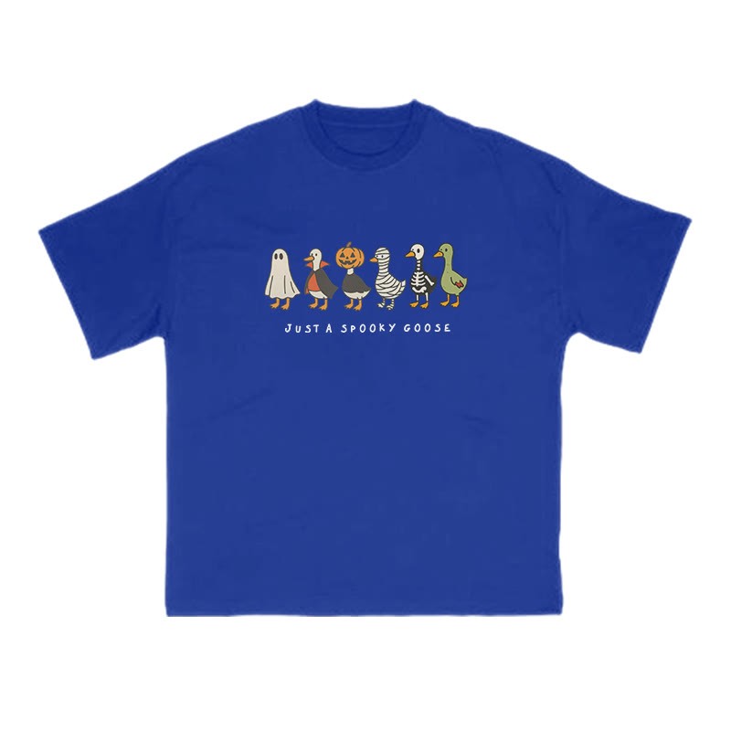 Unisex 100% Cotton Just A Spooky Goose Halloween Print T-shirt - Blue - US16-18(2XL) - image 7