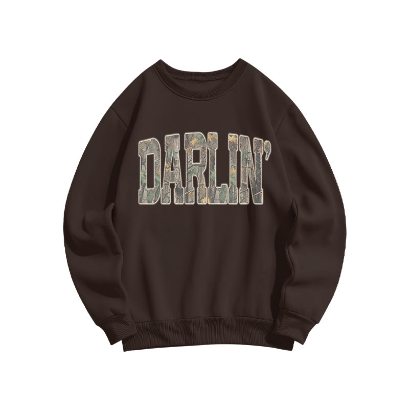 Dead Leaves Camouflage Darlin Print Sweatshirt - Coffee - US16-18(2XL) - image 5