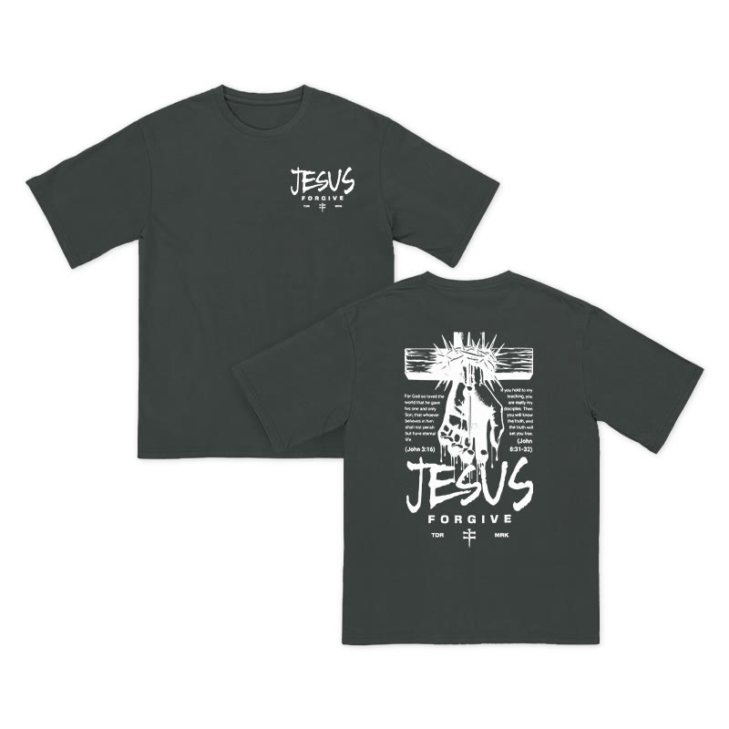 Unisex 100% Cotton Jesus Forgive Print T-shirt