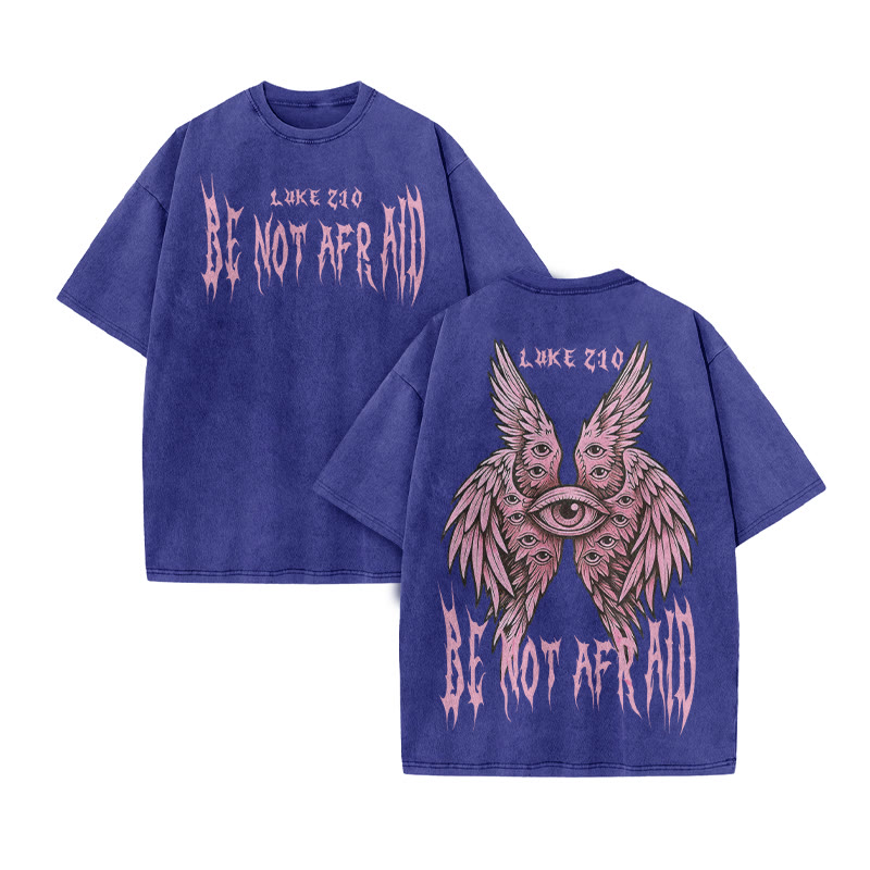 Be Not Afraid Luke 10 Print Acid Washed T-shirt - Blue - US20-22(3XL) - image 10
