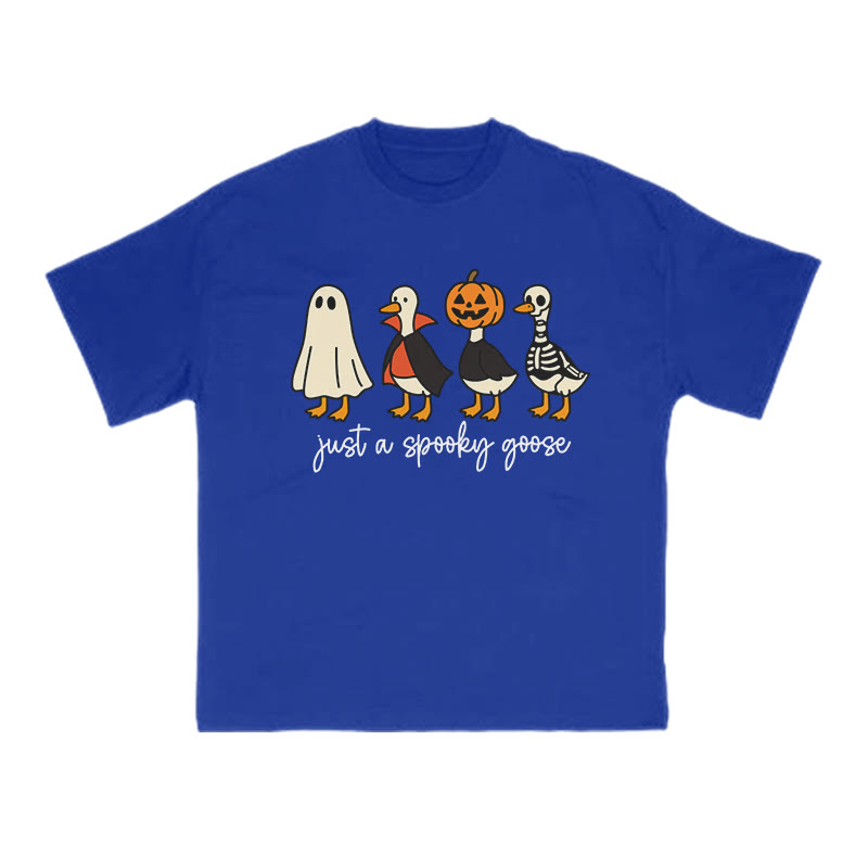 Unisex 100% Cotton Just A Spooky Goose Print T-shirt - Blue - US16-18(2XL) - image 7