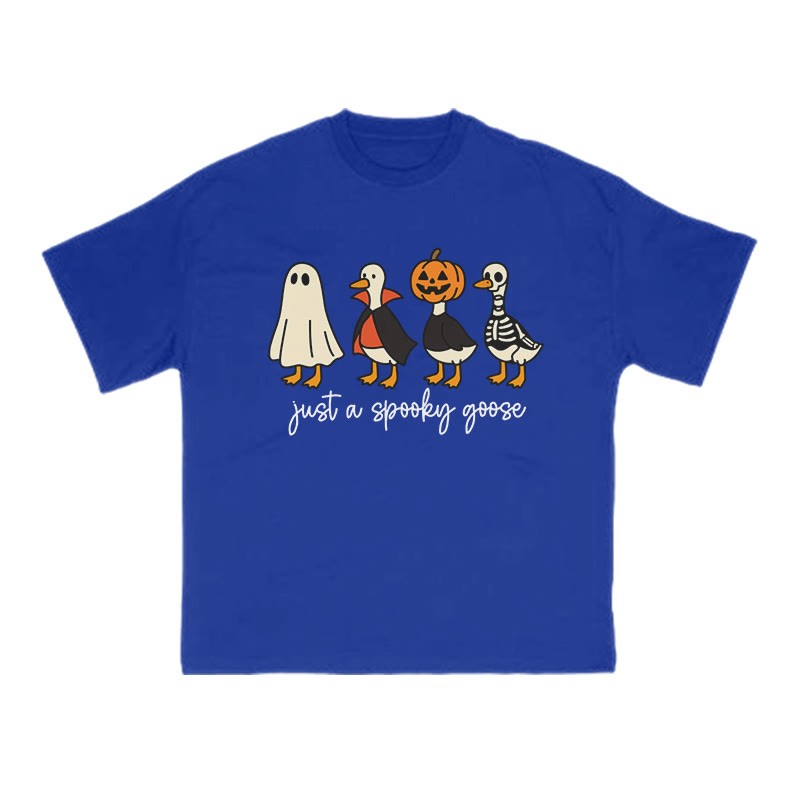 Unisex 100% Cotton Just A Spooky Goose Print T-shirt - Blue - US16-18(2XL) - image 7