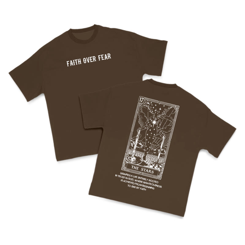 Faith Over Fear Tarot 17 The Star Print T-shirt - Coffee - US16-18(2XL) - image 6