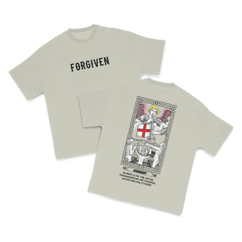 Tarot Judgement Forgiven Print T-shirt - Warm Grey - US16-18(2XL) - image 4