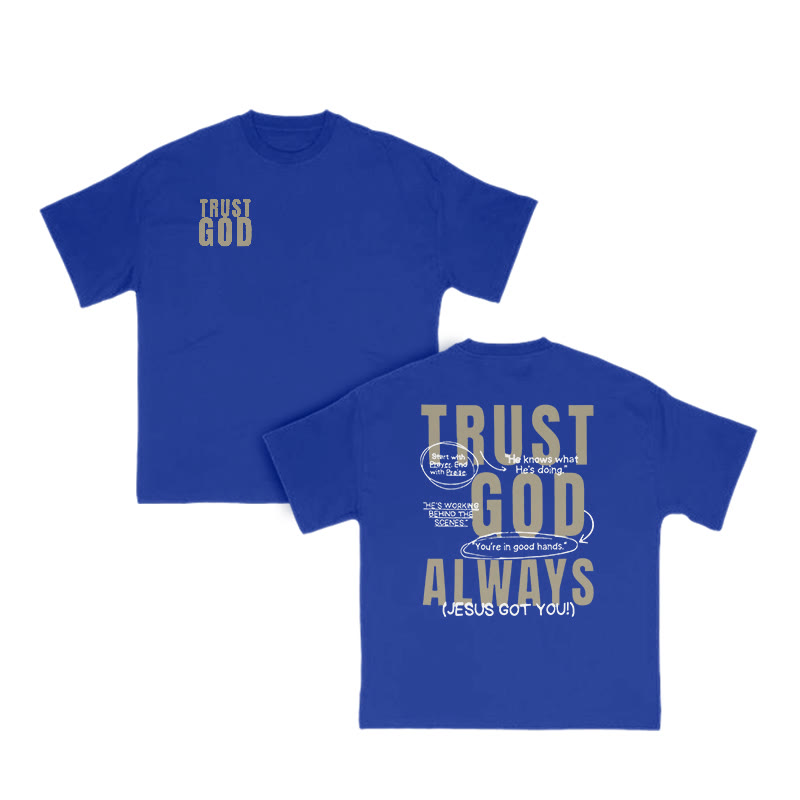 Trust God Always Print T-shirt - Blue - US16-18(2XL) - image 8