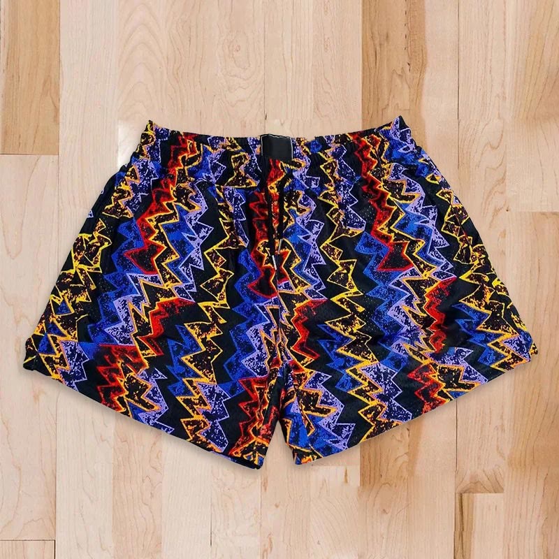 Streetwear Abstract Geometric Print Mesh Shorts