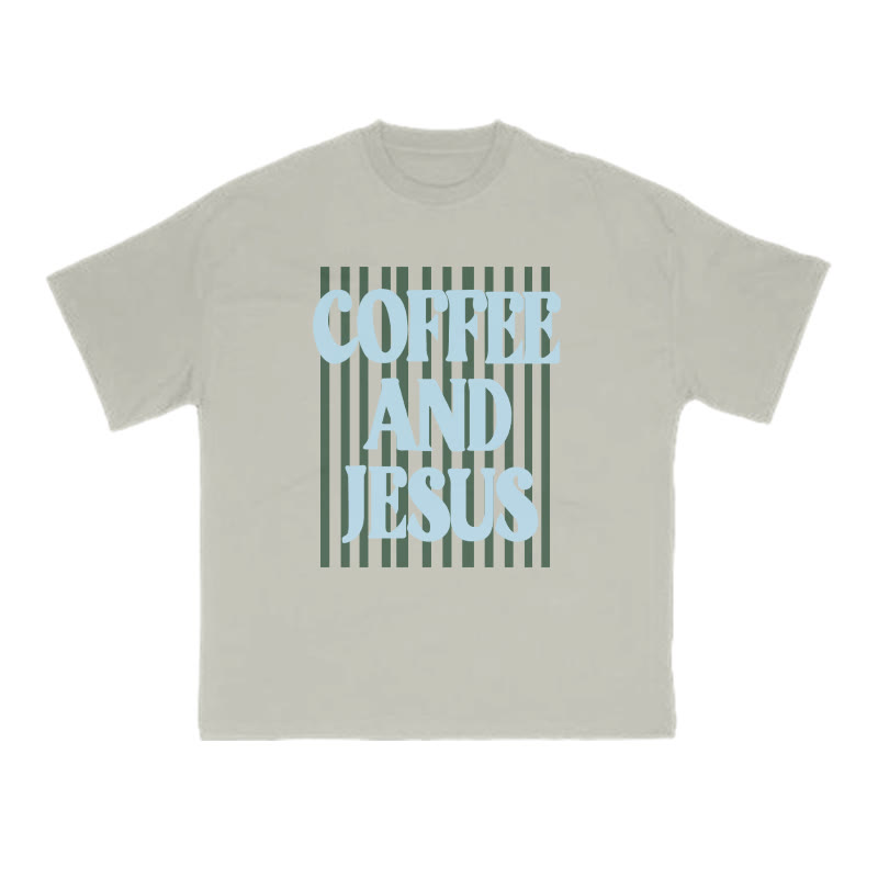 Unisex 100% Cotton Coffee And Jesus Print T-shirt - Warm Grey - US16-18(2XL) - image 7