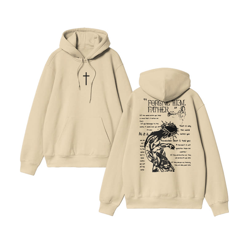 Unisex Father Forgive Them Print Hoodie - Apricot - US16-18(2XL) - image 5