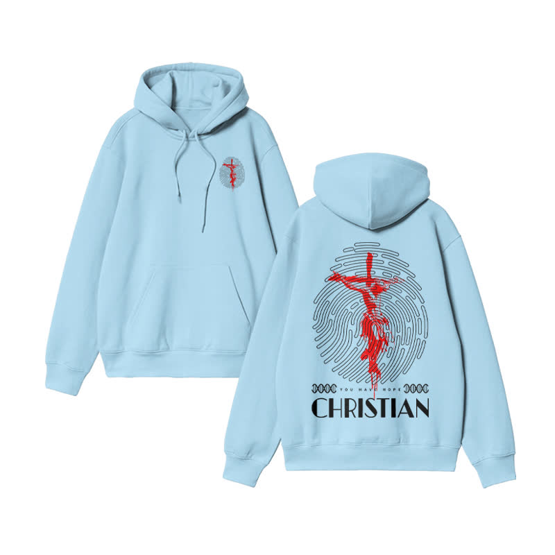 Unisex 100% Cotton Christian Design Print Hoodie - Blue - US16-18(2XL) - image 7
