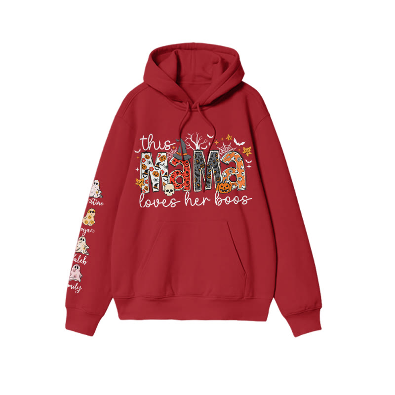 Unisex 100% Cotton This Mama Loves Her Boos Halloween Print Hoodie - Red - US16-18(2XL) - image 8