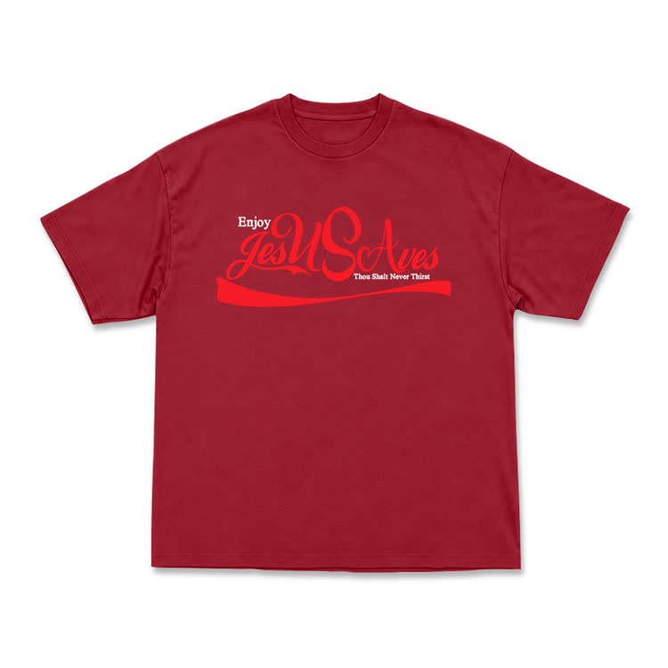 Casual Jesus Saves Script Graphic T-Shirt - Red - US16-18(2XL) - image 10