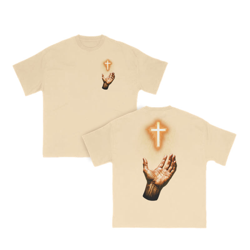 Gold Cross Print T-shirt - Apricot - US16-18(2XL) - image 6