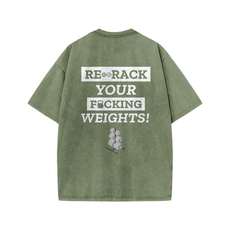 100% Cotton REBACK Gym Print Acid Washed T-shirt - Army Green - US20-22(3XL) - image 6